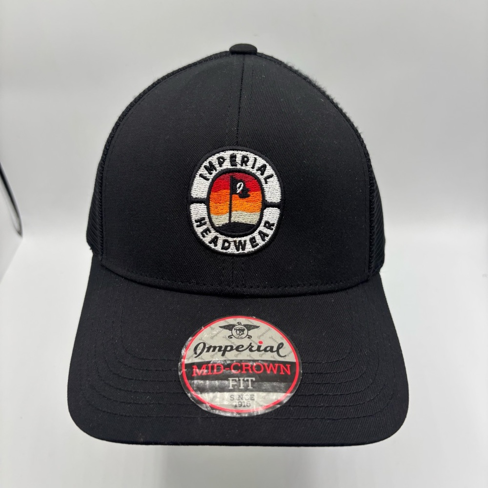Imperial Headwear Black Trucker Hat with Sunset Patch